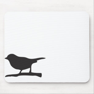 Mousepad Pássaro do pardal & silhueta preta & branca do