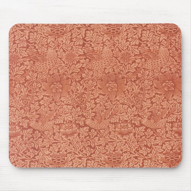 Mousepad Pássaro e Anêmona por William Morris, Natureza Vin (Frente)