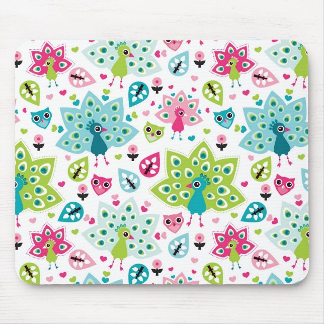 Mousepad pássaro e coruja do pavão (Frente)