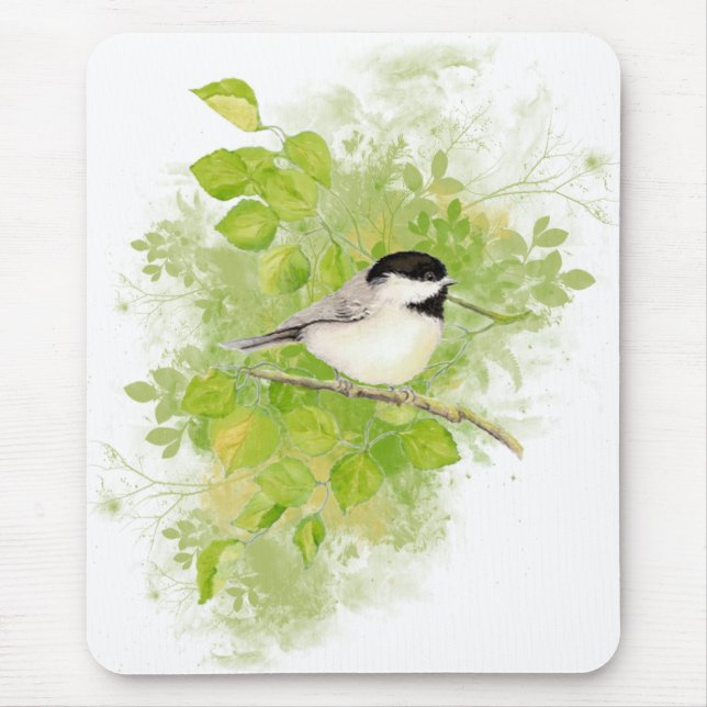 Mousepad Pássaro Galinha Bonito na Árvore Poplar (Frente)
