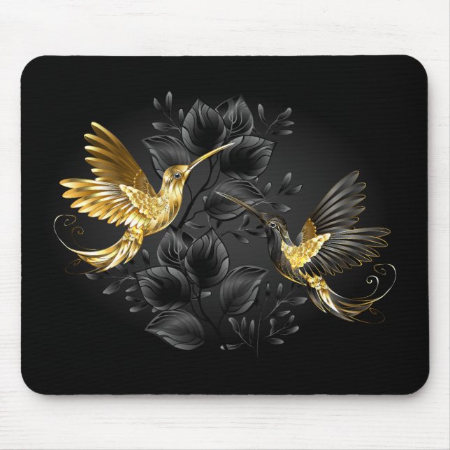 Mousepad Pássaro Humino Negro e Dourado (Frente)