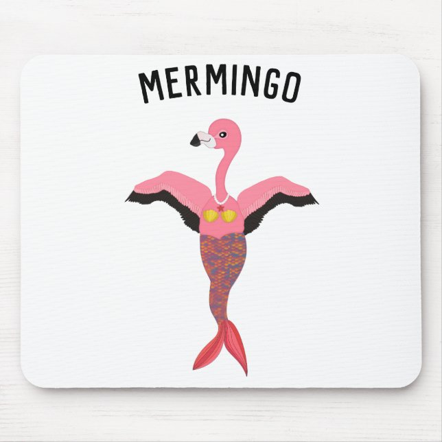 Mousepad Pássaro Mágico Sereia, Flamingo, Rosa Engraçado (Frente)