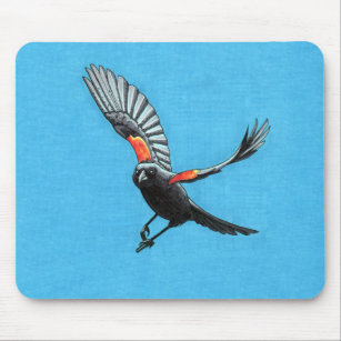 Mousepad Pássaro Negro de asa vermelha