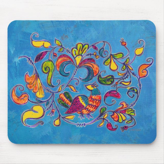 Mousepad Pássaro norte da Rússia em Azul (Frente)