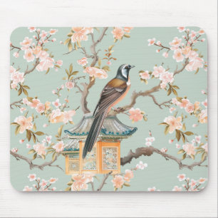 Mousepad Pássaro Oriental Pastel e Frutas