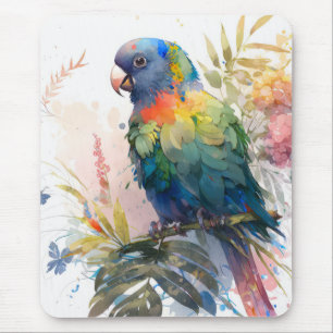 Mousepad Pássaro-papagaio Retrato Animal Pintando Vida Selv