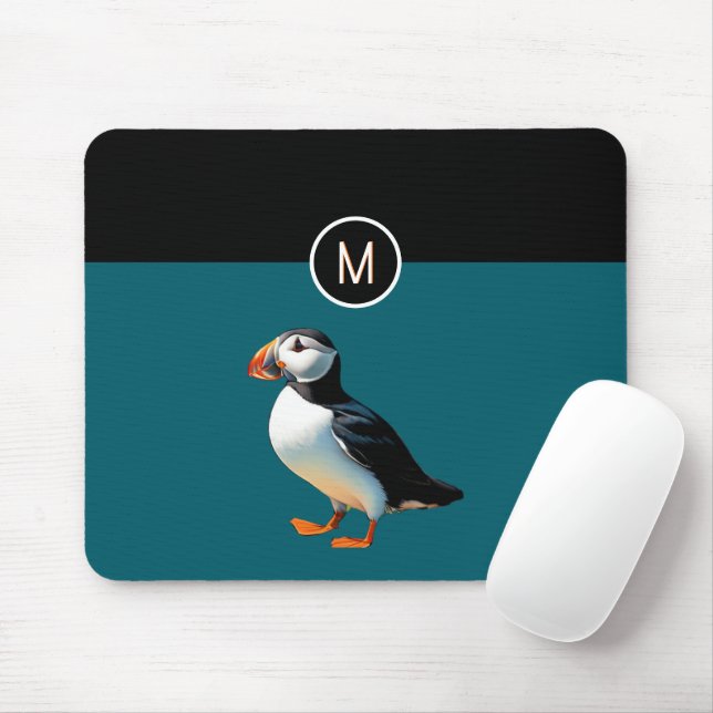 Mousepad Pássaro Selvagem Costeira de Puffin Atlântico Mono (Com mouse)