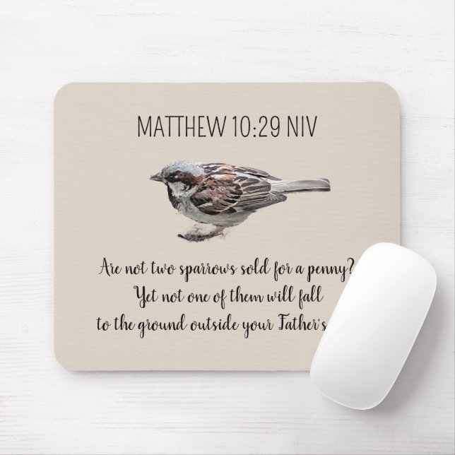 Mousepad Pássaro Sparrow Sua Bíblia De Pares Verse Khaki (Com mouse)