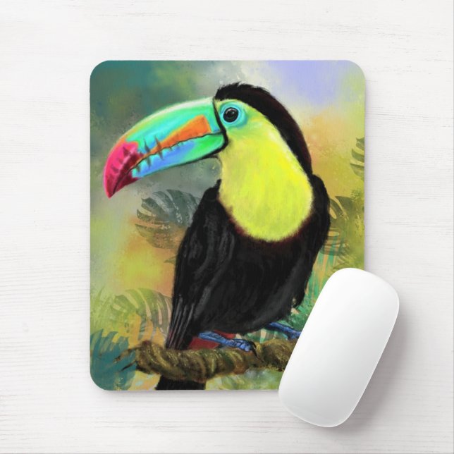 Mousepad Pássaro Toco Tropical Exótico - Pintura Migrada (Com mouse)