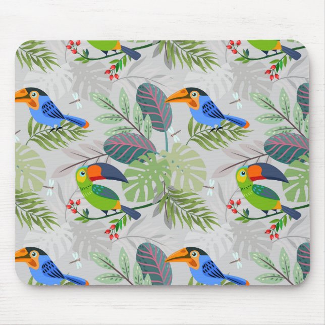 Mousepad Pássaro tucano bonito, padrão de todas as aves, aq (Frente)