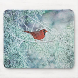 Mousepad Pássaro Vermelho Cardinho Pão de Mouse de Arte de 