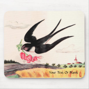 Mousepad Pássaro Voador Com Flores
