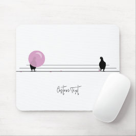 Mousepad Pássaros bonitos e bonitos de Bublegum em um branc