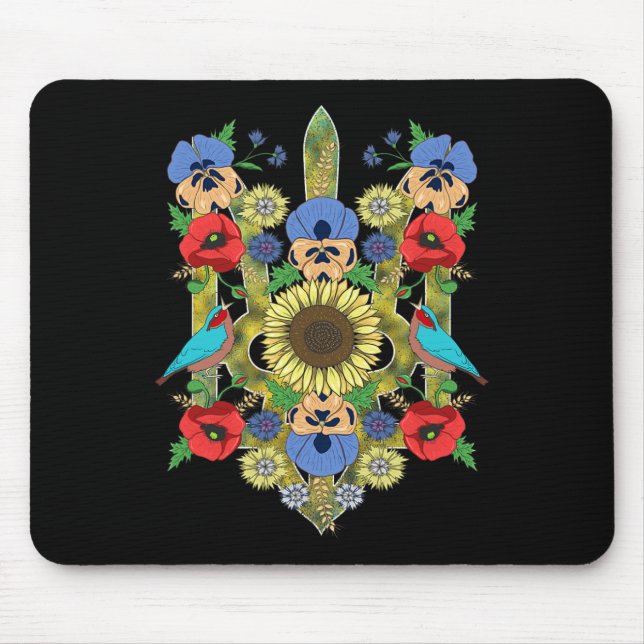 Mousepad Pássaros da Ucrânia Girassol Trysub Vintage Ucrani (Frente)