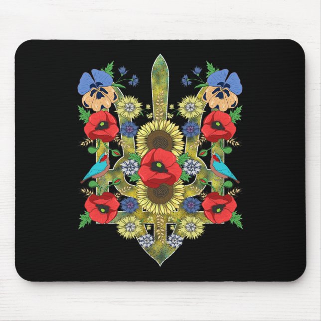 Mousepad Pássaros da Ucrânia Papoulas Vermelhas Trysub Retr (Frente)
