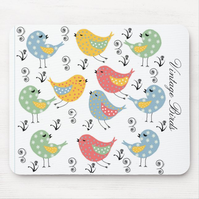 Mousepad pássaros do vintage (Frente)