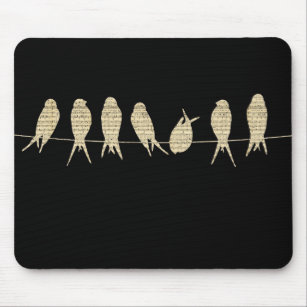 Mousepad Pássaros Em Um Design Personalizado De Porco Preto