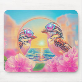 Mousepad Pássaros legal com óculos Sunset