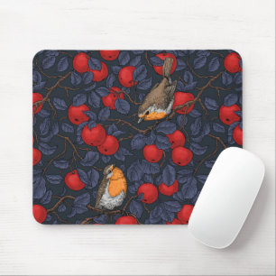 Mousepad Pássaros na macieira/azul e vermelho