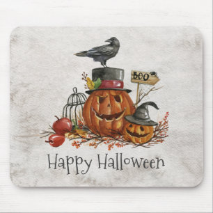 Mousepad Pássaros Pretos do Dia das Bruxas e Pumpkins   Mou