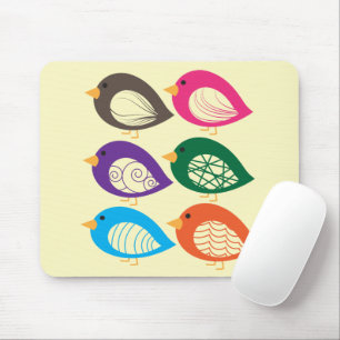 Mousepad Pássaros quirky colorido e giros
