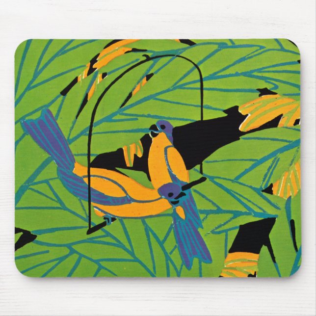 Mousepad Pássaros Tropicais de Art Deco de Seguy (Frente)