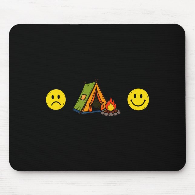 Mousepad Passatempo engraçado rosto triste + acampamento =  (Frente)