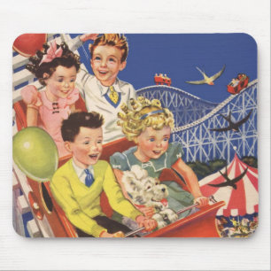 Mousepad Passeio da montanha russa do cão dos balões das
