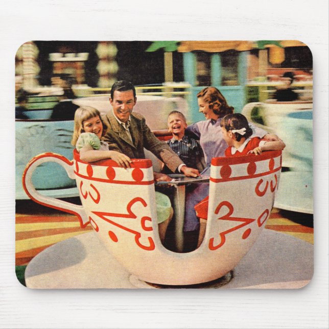 Mousepad passeio do teacup dos anos 60 no parque de (Frente)
