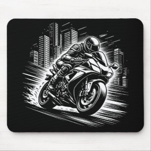 Mousepad Passeio Noturno de Moto Esportiva pelas Ruas da Ci