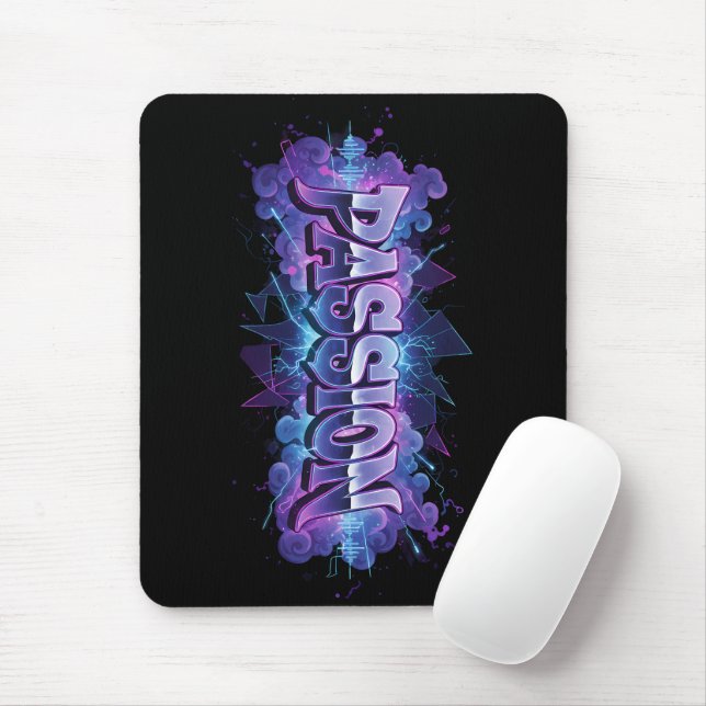 Mousepad Passion Cyberpunk Typography – Vibrant Modern Word (Com mouse)