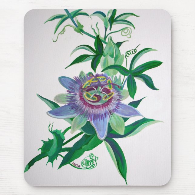 Mousepad Passion Flower Botanical Art (Frente)