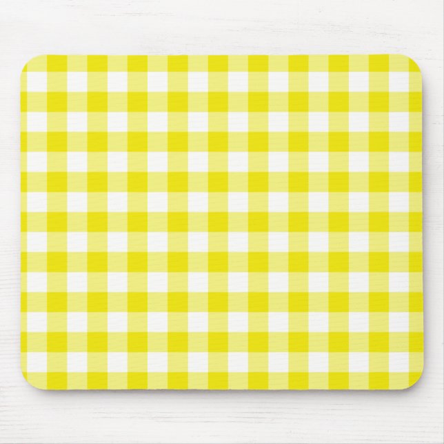 Mousepad Pasta Amarelo-Limão, Verifique o padrão Gingham (Frente)