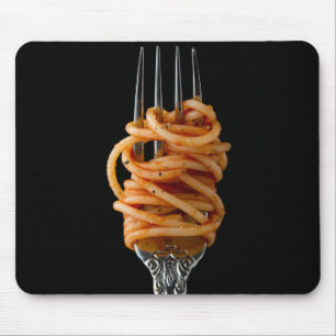 Mousepad Pasta cuspiu em um garfo, Comida espaguete