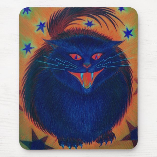 Mousepad Pasta de bocal azul de Gato Assustador vertical (Frente)