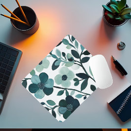 Mousepad Pasta de Mão Botânica Floral Azul Elegante Aqua