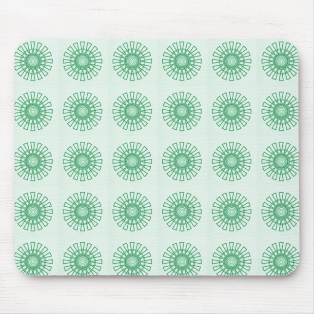 Mousepad Pasta de Mão Floral Retroativa, Verde (Frente)