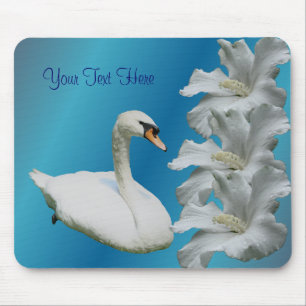 Mousepad Pasta De Mão Natural Do Cisne E Do Hibiscus
