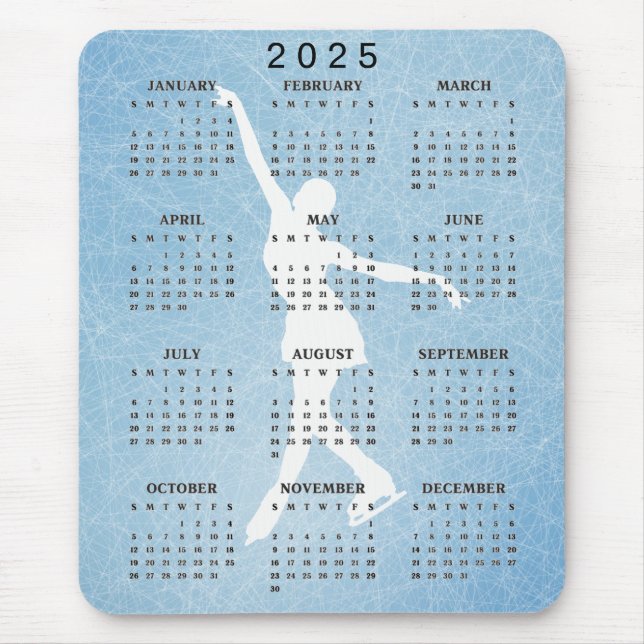 Mousepad Pasta de Mouse de Calendário do Ice Skater Design  (Frente)