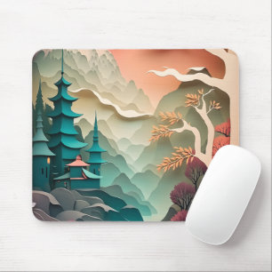 Mousepad Pasta de Mouse de Paisagem de Corte de Papel