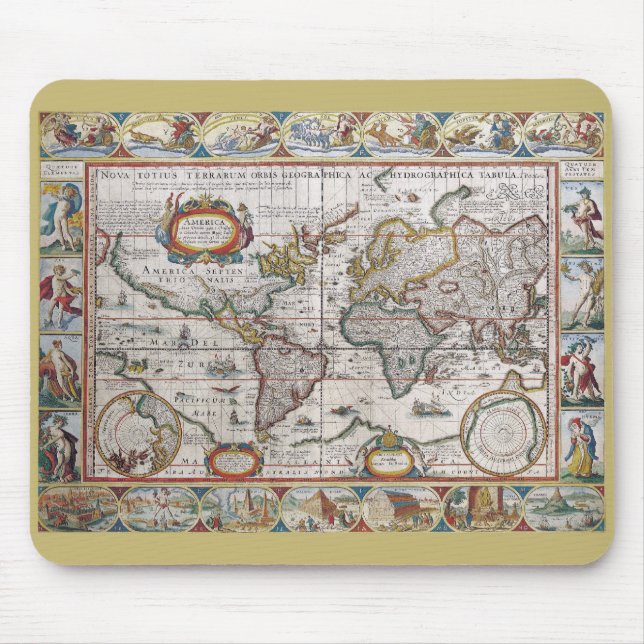 Mousepad Pasta de mouse do Mapa Mundial Antiquado (Frente)