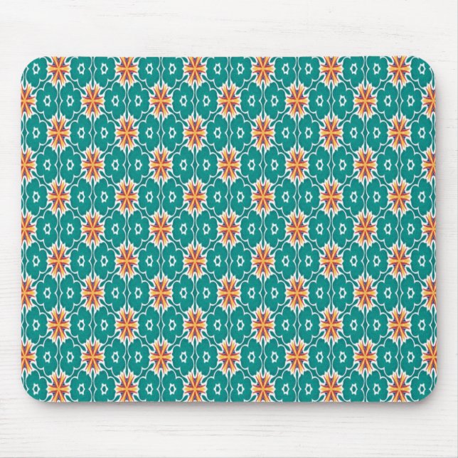 Mousepad Pasta de Mouse Geométrica Verde e Laranja (Frente)