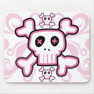 Mousepad Pasta de mouse Pink Skull e Cross Bones