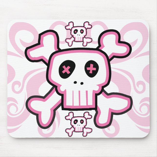 Mousepad Pasta de mouse Pink Skull e Cross Bones (Frente)