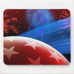 Mousepad Pasta de mouse Red White Blue Stars e Fireworks