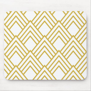 Mousepad Pasta de rato abstrato geométrica, branca e dourad