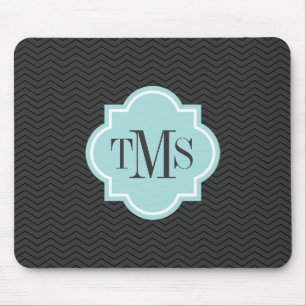 Mousepad Pasta de rato com monograma de três letras Elegan