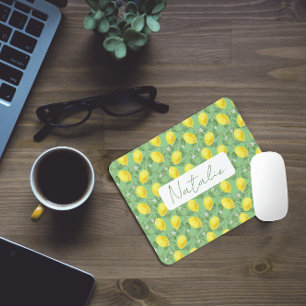 Mousepad Pasta de rato com nome de padrão de citrinos verde