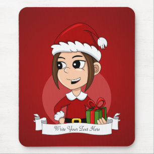 Mousepad Pasta de rato de animação da menina de Natal
