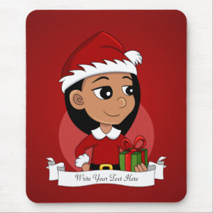Mousepad Pasta de rato de animação da menina de Natal
